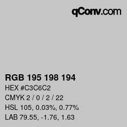Farbcode: RGB 195 198 194 | qconv.com
