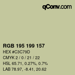 Color code: RGB 195 199 157 | qconv.com