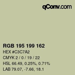 Color code: RGB 195 199 162 | qconv.com