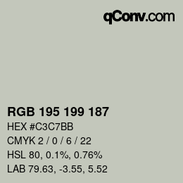 Color code: RGB 195 199 187 | qconv.com