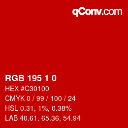 Color code: RGB 195 1 0 | qconv.com