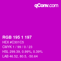 Color code: RGB 195 1 197 | qconv.com