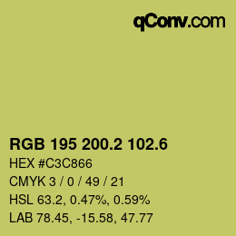 カラーコード: RGB 195 200.2 102.6 | qconv.com