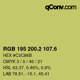 カラーコード: RGB 195 200.2 107.6 | qconv.com