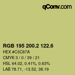 カラーコード: RGB 195 200.2 122.6 | qconv.com