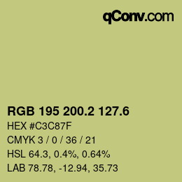 カラーコード: RGB 195 200.2 127.6 | qconv.com