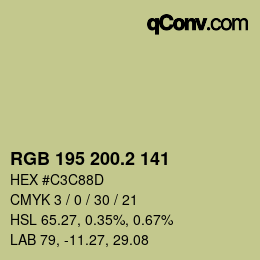 カラーコード: RGB 195 200.2 141 | qconv.com