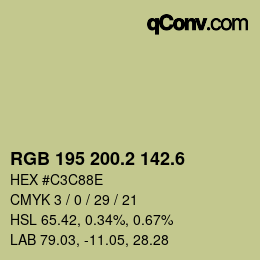 カラーコード: RGB 195 200.2 142.6 | qconv.com