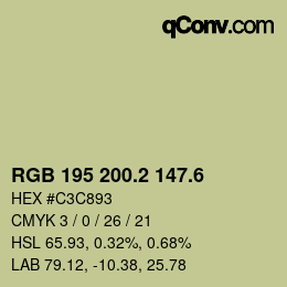 カラーコード: RGB 195 200.2 147.6 | qconv.com