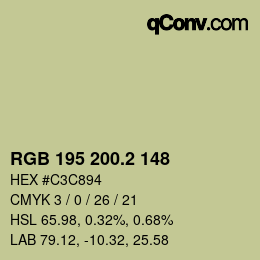 カラーコード: RGB 195 200.2 148 | qconv.com