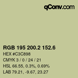 カラーコード: RGB 195 200.2 152.6 | qconv.com