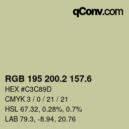 カラーコード: RGB 195 200.2 157.6 | qconv.com