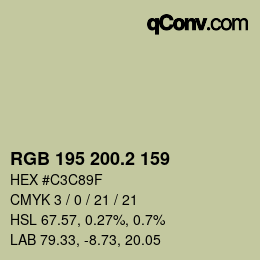 カラーコード: RGB 195 200.2 159 | qconv.com