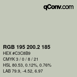 カラーコード: RGB 195 200.2 185 | qconv.com