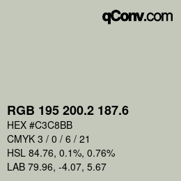 カラーコード: RGB 195 200.2 187.6 | qconv.com