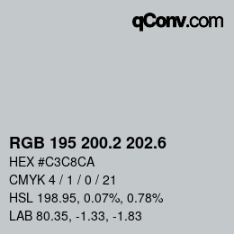 カラーコード: RGB 195 200.2 202.6 | qconv.com
