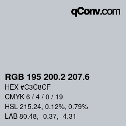 カラーコード: RGB 195 200.2 207.6 | qconv.com