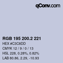 カラーコード: RGB 195 200.2 221 | qconv.com