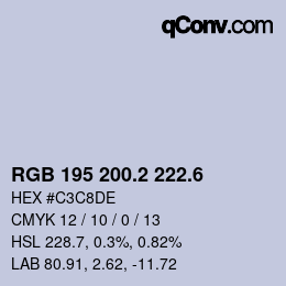 カラーコード: RGB 195 200.2 222.6 | qconv.com