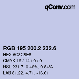カラーコード: RGB 195 200.2 232.6 | qconv.com