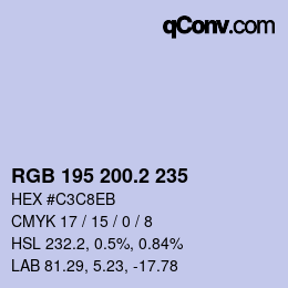 カラーコード: RGB 195 200.2 235 | qconv.com