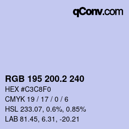 カラーコード: RGB 195 200.2 240 | qconv.com