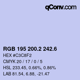 カラーコード: RGB 195 200.2 242.6 | qconv.com