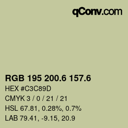 カラーコード: RGB 195 200.6 157.6 | qconv.com