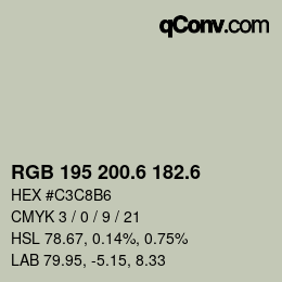 カラーコード: RGB 195 200.6 182.6 | qconv.com