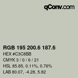 カラーコード: RGB 195 200.6 187.6 | qconv.com