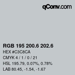 カラーコード: RGB 195 200.6 202.6 | qconv.com