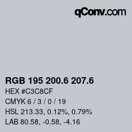 カラーコード: RGB 195 200.6 207.6 | qconv.com