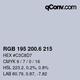 カラーコード: RGB 195 200.6 215 | qconv.com