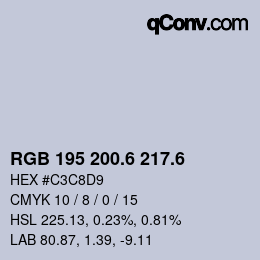 カラーコード: RGB 195 200.6 217.6 | qconv.com