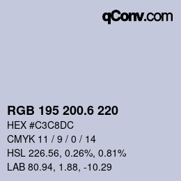カラーコード: RGB 195 200.6 220 | qconv.com