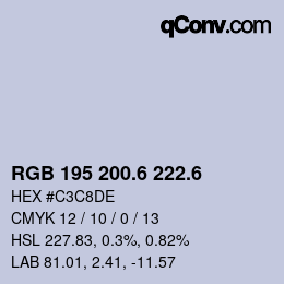 カラーコード: RGB 195 200.6 222.6 | qconv.com