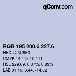 カラーコード: RGB 195 200.6 227.6 | qconv.com
