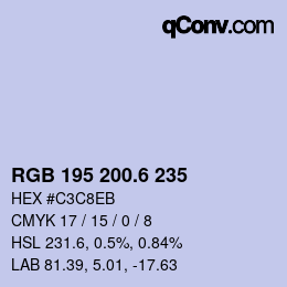 カラーコード: RGB 195 200.6 235 | qconv.com