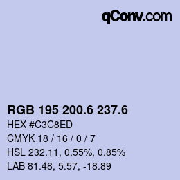 カラーコード: RGB 195 200.6 237.6 | qconv.com