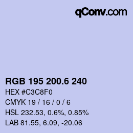 カラーコード: RGB 195 200.6 240 | qconv.com