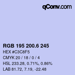 カラーコード: RGB 195 200.6 245 | qconv.com