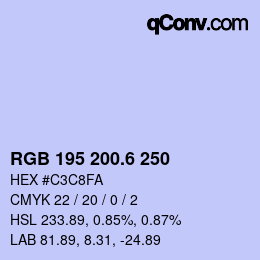 カラーコード: RGB 195 200.6 250 | qconv.com