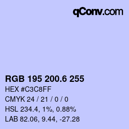 カラーコード: RGB 195 200.6 255 | qconv.com