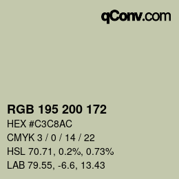 颜色代码: RGB 195 200 172 | qconv.com
