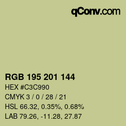 颜色代码: RGB 195 201 144 | qconv.com