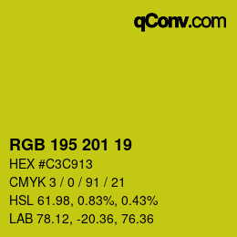 Color code: RGB 195 201 19 | qconv.com