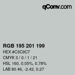 Color code: RGB 195 201 199 | qconv.com