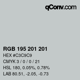 Color code: RGB 195 201 201 | qconv.com