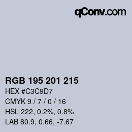 颜色代码: RGB 195 201 215 | qconv.com