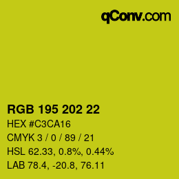 颜色代码: RGB 195 202 22 | qconv.com